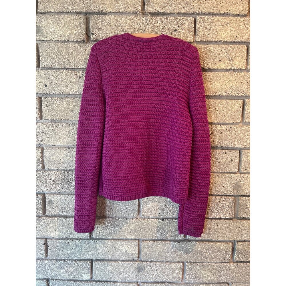 Talbots Womens XS Fuchsia Crochet Knit Cardigan With Gold Button Closure & Front - Picture 7 of 10
